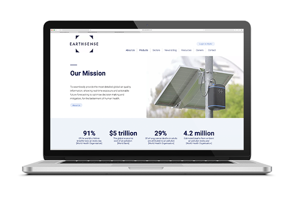 Earthsense website mockup